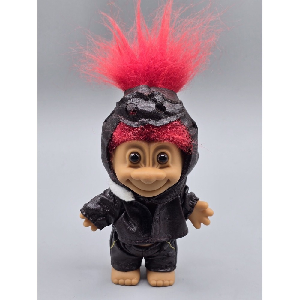 90's Russ Lucky Troll Pilot Aviator Motorcycle Bomber Leather Outfit RED HAIR 5"
